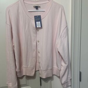 Universal Thread Pale Pink Button-Front Sweatshirt Cardigan
